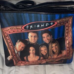 Friends Themed Black Shoulder Bag w Rhinestones